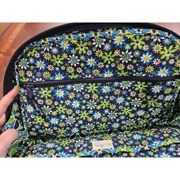 Retired Vera Bradley Daisy Daisy Blue Lime Green Floral Handbag - Picture 5 of 6
